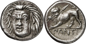 (370-355 a.C.). Bósforo Cimerio. Pantikapaion. Hemidracma. (S. falta) (CNG. VII, 66). 2,47 g. MBC+.