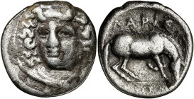 (356-320 a.C). Tesalia. Larissa. Dracma. (S. 2120) (CNG. IV, 453). 5,64 g. BC+/MBC-.