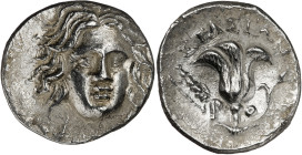 (205-190 a.C.). Islas de Caria. Rodas. Dracma. (S. 5089 var)( CNG. VI, 1453). Leves oxidaciones. 2,66 g. (EBC).