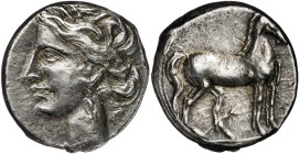 (220-210 a.C.). Zeugitana. Cartago. 1/4 de shekel. (S. 6499). 1,94 g. MBC+.