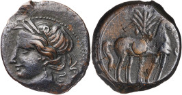 Zeugitana. Cartago. AE 22. (S. 6511 var) (SNG. Copenhagen 355). Grafito en reverso. 7,38 g. MBC.