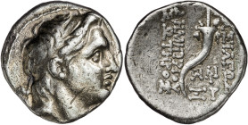 Imperio Seléucida. (153-152 a.C.). Demetrio I, Soter (162-150 a.C.). Antioquía ad Orontem. Dracma. (S. 7019 var) (CNG. IX, 806). 4,08 g. MBC.