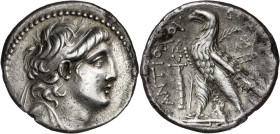 Imperio Seléucida. (136-135 a.C.). Antíoco VII, Euergetes (138-129 a.C.). Tiro. Tetradracma. (S. 7094 var) (CNG. IX, 1074). 13,21 g. MBC+/MBC.