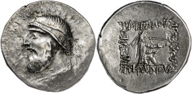 Imperio Parto. Mithradates II (123-88 a.C.). Dracma. (S. 7367 sim) (Mitchiner A. & C. W. 515 sim). 3,96 g. MBC-/MBC+.