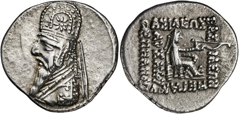 Imperio Parto. Mithradates II (123-88 a.C.). Dracma. (S. 7372). 3,97 g. MBC+.