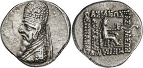 Imperio Parto. Mithradates II (123-88 a.C.). Dracma. (S. 7372). 3,97 g. MBC+.