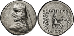 Imperio Parto. Gotarzes I (90-80 a.C.). Dracma. (S. 7382). Limpiada. 3,90 g. (MBC+).