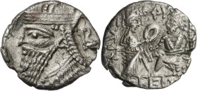 Imperio Parto. (187-188 d.C.). Vologases IV (147-191 d.C.). Tetradracma. (S.GIC. 5857 var) (Mitchiner A. & C. W. 684 var). 12,84 g. MBC+.