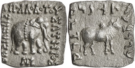 Reinos de Bactria e Indogriegos. Apolodotos I (174-165 a.C.). Dracma. (S. 7591 var) (CNG. XII, 119 var). 2,19 g. MBC+.