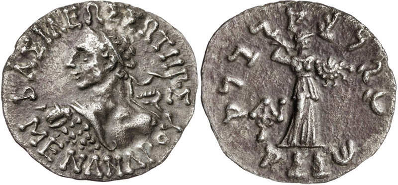 Reinos de Bactria e Indogriegos. Menandro I (155-130 a.C.). Dracma. (S. 7604 var...