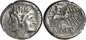 (225-212 a.C.). Anónima. Didracma. (Bab. 24) (S. 24b) (Craw. 28/3). Limpiada. 5,14 g. MBC-/MBC.