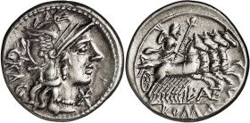 (hacia 136 a.C.). Gens Antestia. Denario. (Bab. 9) (Craw. 238/1). 3,92 g. MBC+.