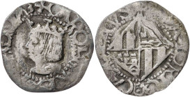 s/d. Carlos I. Mallorca. 1/2 ral. (AC. 53) (Cru.C.G. 4130). Busto propio. Pátina de monetario. Rara. 1,06 g. MBC-.