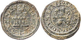 1598. Felipe II. Segovia. 1 maravedí. (AC. 84). Sin indicación de ceca ni valor. Escasa. 1,63 g. MBC.