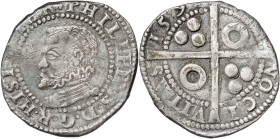 159¿7?. Felipe II. Barcelona. 1 croat. (AC. ¿187?). 3,13 g. MBC-.