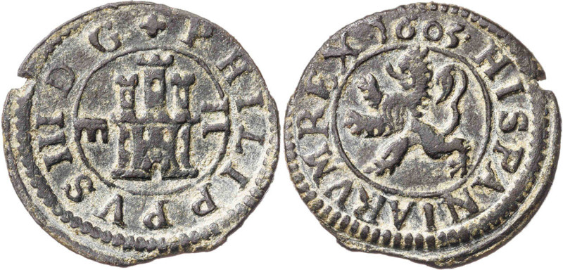 1603. Felipe III. Segovia. 1 maravedí. (AC. 112). 1,35 g. MBC+.