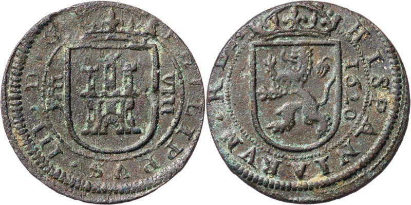 1620. Felipe III. Segovia. 8 maravedís. (AC. 341) (J.S. D-235). Pátina verde. De...
