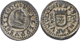 1663. Felipe IV. Burgos. R. 4 maravedís. (AC. 188). Atractiva. 0,96 g. MBC+/EBC-.