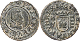 1663. Felipe IV. M (Madrid). Y. 4 maravedís. (AC. 239) (J.S. M-459). Pátina verde. MBC+.