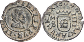 1664. Felipe IV. M (Madrid). S. 4 maravedís. (AC. 241) (J.S. M-456). 1,06 g. MBC/MBC+.