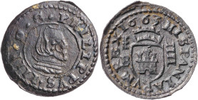 1663. Felipe IV. Segovia. 4 maravedís. (AC. 255) (J.S. M-570). Atractiva. 1,31 g. MBC+.