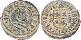 1663. Felipe IV. M (Madrid). S. 8 maravedís. (AC. 362) (J.S. M-423). 1,43 g. MBC/MBC+.