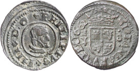 1662. Felipe IV. M (Madrid). Y. 8 maravedís. (AC. 364) (J.S. M-434). Marca de ceca tumbada. Escasa. 2,45 g. MBC/MBC-.