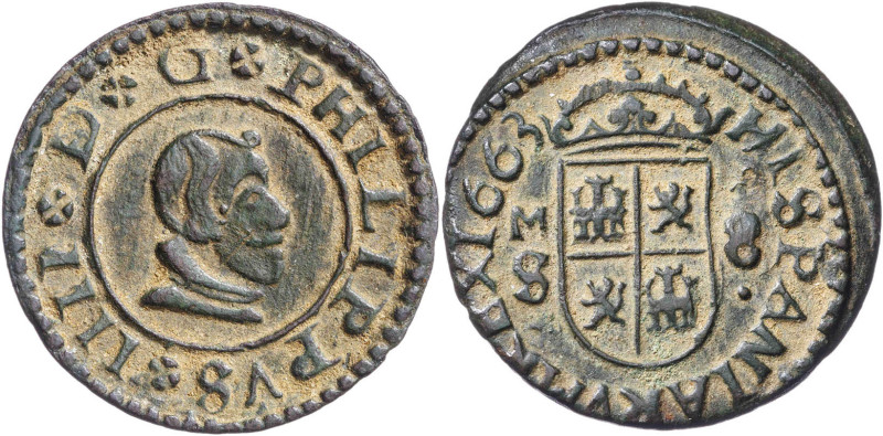 1663. Felipe IV. M (Madrid). S. 8 maravedís. (AC. 367) (J.S. M-422). Atractiva. ...