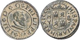 1664. Felipe IV. M (Madrid). Y. 8 maravedís. (AC. 373) (J.S. M-451). Atractiva. 2,39 g. MBC+.