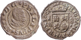 1663/1. Felipe IV. Segovia. /S. 8 maravedís. (AC. 394) (J.S. M-561). Rara. 1,36 g. MBC/MBC+.