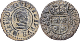 1661. Felipe IV. Sevilla. R. 8 maravedís. (AC. 405) (J.S. M-630). Escasa. 2,08 g. MBC+/MBC.