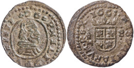 1663. Felipe IV. Trujillo. M. 8 maravedís. (AC. 424) (J.S. M-739). 2 g. MBC.