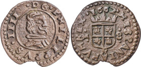 1662. Felipe IV. Trujillo. M. 8 maravedís. (AC. 428) (J.S. M-731). Cospel ligeramente faltado. 2,03 g. MBC+.