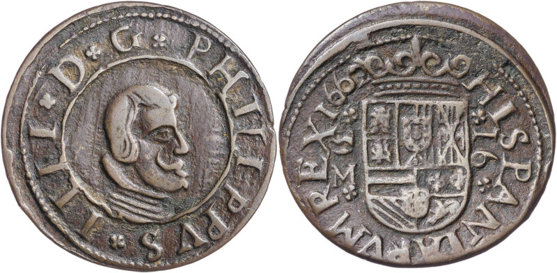 1662. Felipe IV. Valladolid. M. 16 maravedís. (AC. 509) (J.S. M-805 sim (año 166...