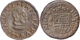 1664. Felipe IV. Valladolid. M. 16 maravedís. (AC. 511) (J.S. M-820). Defectos de metal. Rara. 3,38g. (MBC/MBC+).