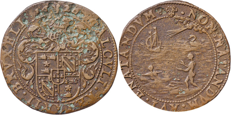 1626. Felipe IV. Bruselas. Jetón. (Dugniolle 3829). Corrosiones. 6,05 g. BC+.