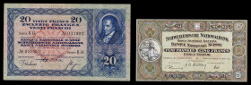 Suiza. 1933 y 1952. 5 y 20 francos. Lote de 2 billetes. MBC-/MBC.