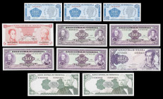 Venezuela. 1980 a 1989. 2 (tres), 5, 10 (cinco) y 20 (dos) bolívares. Lote de 11 billetes. A examinar. S/C.