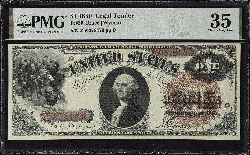 Fr. 30. 1880 $1 Legal Tender Note. PMG Choice Very Fine 35.

A lovely and gorg...