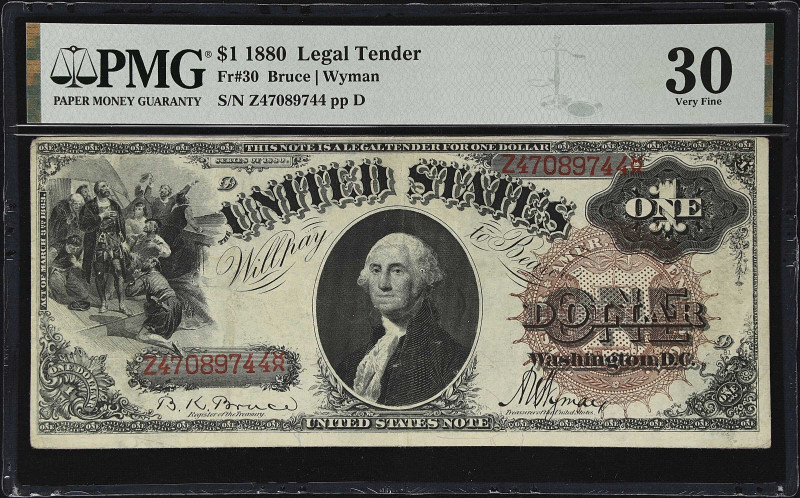 Fr. 30. 1880 $1 Legal Tender Note. PMG Very Fine 30.

Compared to the Series o...