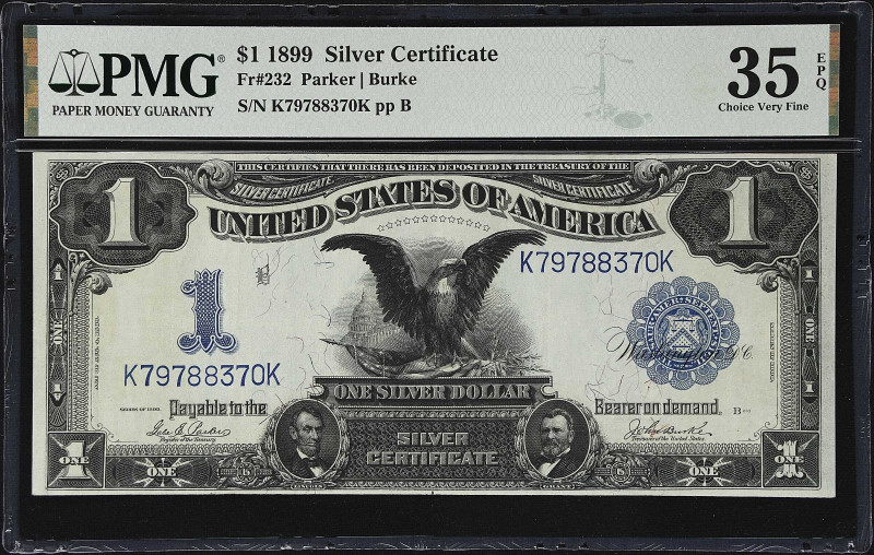 Fr. 232. 1899 $1 Silver Certificate. PMG Choice Very Fine 35 EPQ.

A Lightly c...