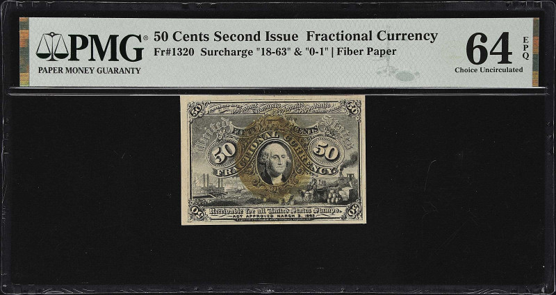 Fr. 1320. 50 Cents. Second Issue. PMG Choice Uncirculated 64 EPQ.

A crisp exa...