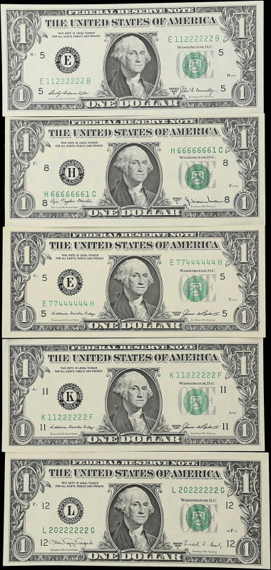 Fr. 1905-E, 1910-H, 1913-E, 1913-K & 1916-L. 1969B-88A $1 Federal Reserve Note. ...