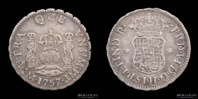 Lima. Fernando VI. 1/2 Real 1757 JM. KM51
