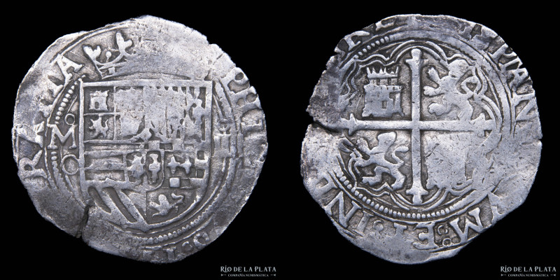 México. Felipe II (1574-1598) 4 Reales 1556-1598 O. Macuquina. AG.930; 33mm; 13....