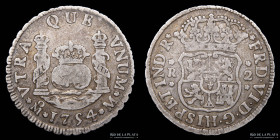 Mexico. Fernando VI. 2 Reales 1754 Columnaria. KM86.1