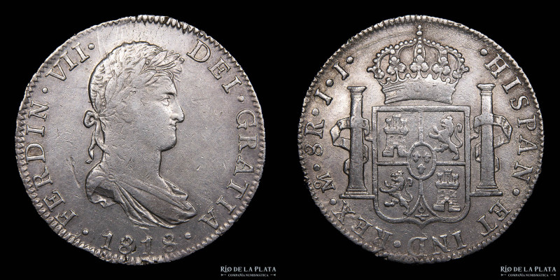 México. Fernando VII (1808-1833) 8 Reales 1818 JJ. México. AG.903; 38mm; 26.90g....