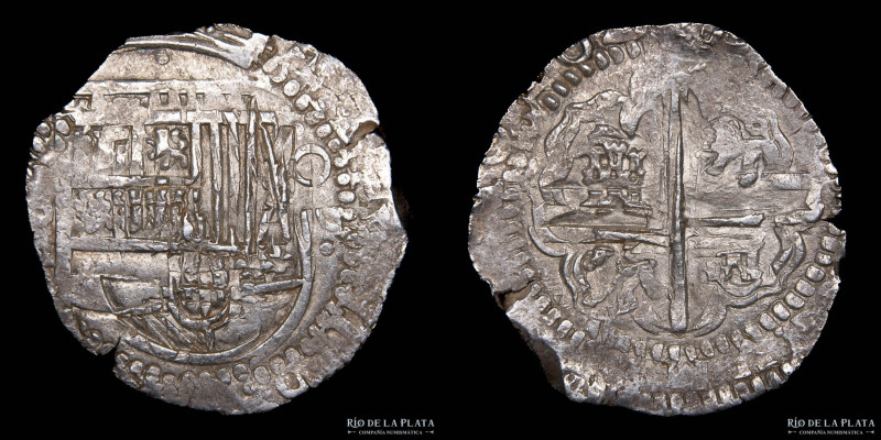Potosí. Felipe IV (1621-1662) 4 Reales 1623-29 P. Macuquina. AG.930; 31mm; 13.03...