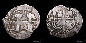 Potosi. Felipe IV. 2 Reales 1655 E. Macuquina. CJ 25.3.1