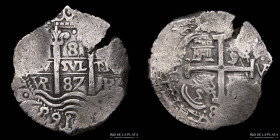 Potosi. Carlos II. 8 Reales 1687 VR Macuquina. CJ 28.21.2